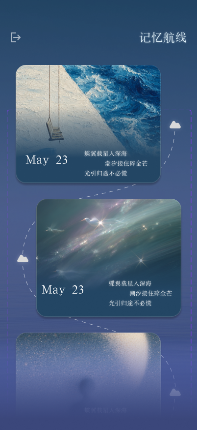 A personal memory route of saved emotion tickets